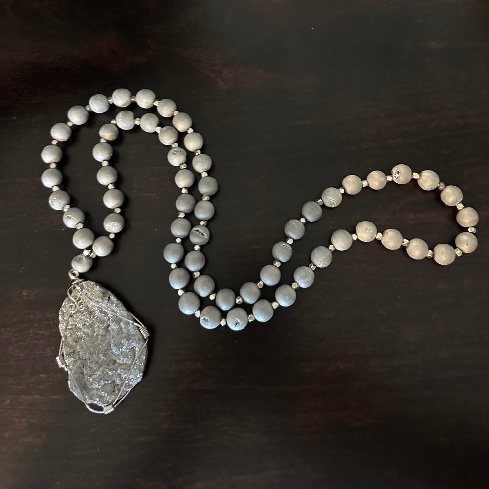 Monica Mauro Gemstone Necklace with Druzy